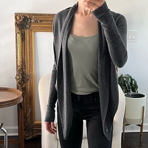 Allsaints sweater merino wool grey cardigan convertible gray